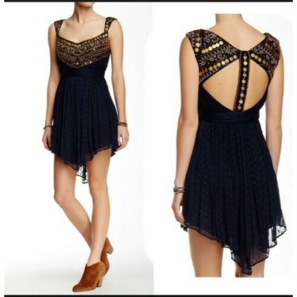 Free People Women's Embroidered Mini Dress Size 12 - Picture 1 of 8